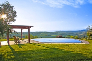 Swimming pool on the hills of the Tuscan countryside
