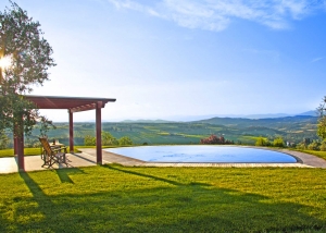 Swimming pool on the hills of the Tuscan countryside