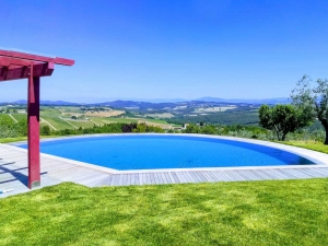 Swimming pool on the hills of the Tuscan countryside