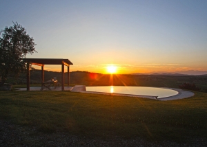 Swimming pool on the hills of the Tuscan countryside