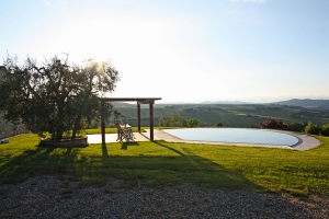 Swimming pool on the hills of the Tuscan countryside