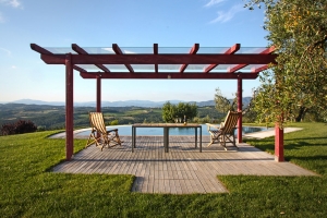 Swimming pool on the hills of the Tuscan countryside