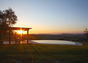 Swimming pool on the hills of the Tuscan countryside