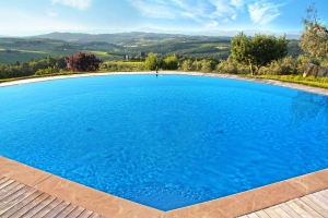 Swimming pool on the hills of the Tuscan countryside